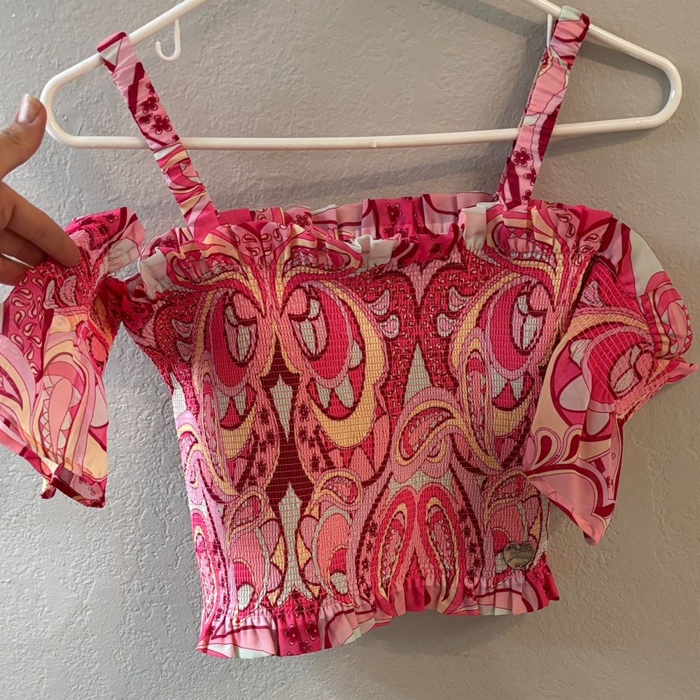 Guess Pink Patterned Kids Blouse